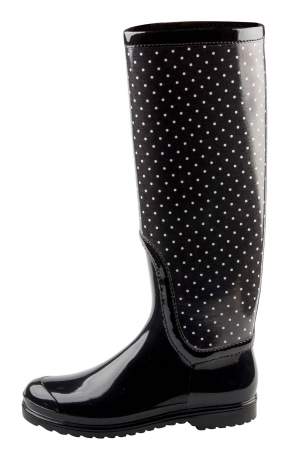 Pre Owned Dolce & Gabbana Black PVC Polka Dot Long Rain Boots Size 38