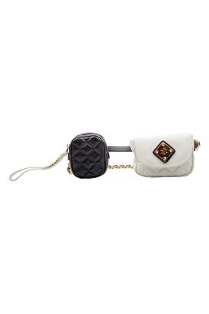 Moschino White/Black Leather Waist Belt Bag