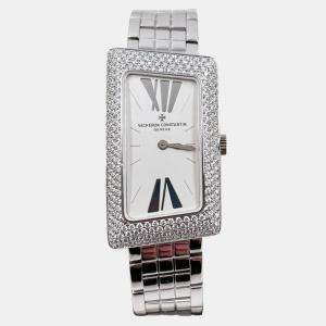 Pre Owned Vacheron Constantin Cambree Asymmetric 25515/U01G-9233 Quartz 18K White Gold Women's Wristwatch 21 mm x 37 mm