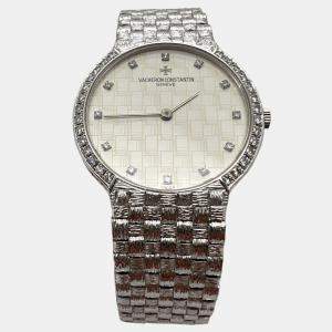 Pre Owned Vacheron Constantin Patrimony Manual Winding Diamond Dial 18K White Gold Women's Wristwatch 32 mm