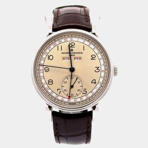 Pre Owned Vacheron Constantin Historiques Triple Calendrier 1942 3110V/000A-B425 Manual Winding Champagne Dial Stainless Steel Women's Wristwatch 40 mm