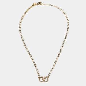 Valentino VLogo Signature Crystals Gold Tone Necklace