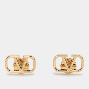 Valentino Gold Tone Metal VLogo Signature Earrings