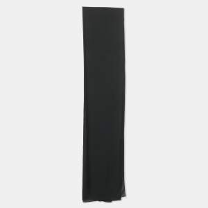 Pre Owned Valentino Black Logo Silk Scarf