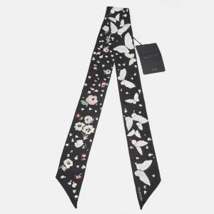 مملوكة مسبقًا Valentino Black Butterfly Print Silk Bandeau Scarf