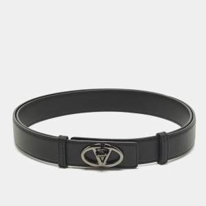 مملوكة مسبقًا Valentino VLogo M Buckle Belt Black Leather