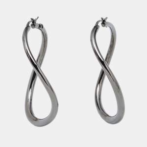 مملوكة مسبقًا Valentino Shadowshine Gunmetal Tone Hoop Earrings