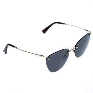Pre Owned Valentino Gold/Black VA2022 Cateye Frameless Sunglasses