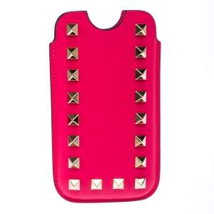 Valentino Neon Pink Leather Rockstud iPhone 5/5S Case