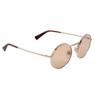 Pre Owned Valentino Brown/Gold VA2024 Round Sunglasses