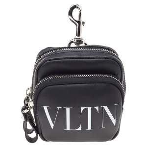 Valentino Black Leather VLTN Rockstud Bag Charm