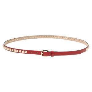 Valentino Red Leather Rockstud Belt 85 CM