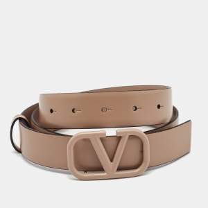 Valentino Beige Leather VLogo Belt 85CM