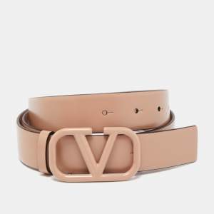 Valentino Beige Leather VLogo Belt Size 75CM