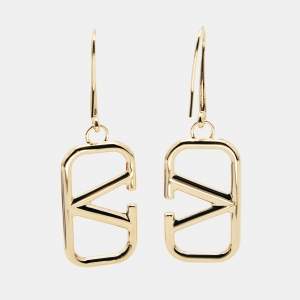 Valentino VLogo Gold Tone Drop Earings