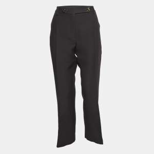 Valentino Black Wool & Silk Blend Button Detailed Trousers M