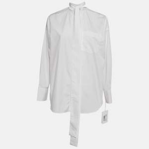 Valentino White Cotton Tie-Up Neck Oversized Shirt XS