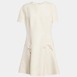 Valentino Cream Crepe Bow Detail Mini Dress XL