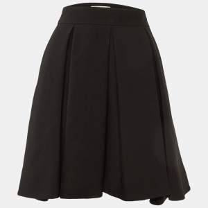 Valentino Black Wool Pleated Mini Skirt M
