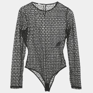 Valentino Black Mesh Toile Iconographe Bodysuit M