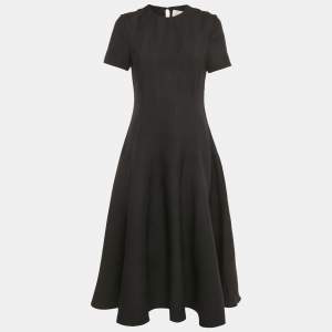 Valentino Black Wool Blend Paneled Midi Dress M