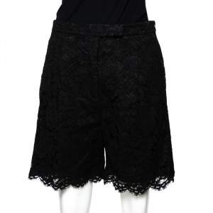 Valentino Black Corded Floral Lace Shorts M