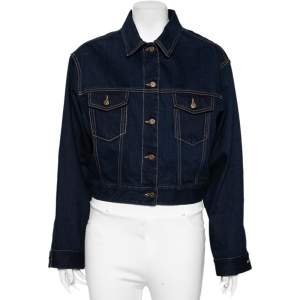 Pre Owned Valentino Navy Blue Denim Cropped Jacket S