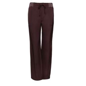 Pre Owned Valentino Burgundy Silk Blend Techno Stitch Detail Palazzo Pants S