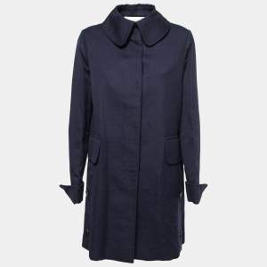 Valentino Blue Canvas Mid-Length Coat L
