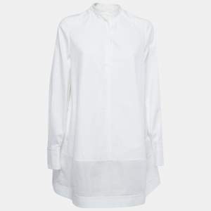 Pre Owned Valentino White Cotton Tie Detail Oversized Mini Dress M