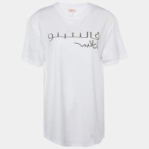 Valentino Special Edition White Print Cotton Half Sleeve T-Shirt M