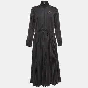Pre Owned Valentino Black VLTN Star Print Jersey Sporty Midi Dress L