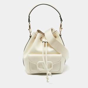 Pre Owned Valentino Cream Leathert Loco Bucket Bag