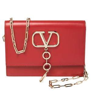 Pre Owned Valentino Rouge Leather Small Vcase Shoulder Bag
