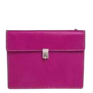 Pre Owned حقيبة كلتش فالنتينو ميني ستادز جلد وردي