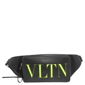 Valentino Black Leather VLTN  Belt Bag