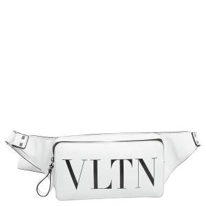 Valentino White Leather VLTN Belt Bag