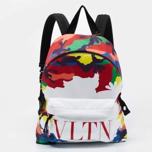 Valentino Multicolor Camo Print Nylon VLTN Logo Backpack