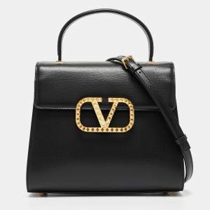 Valentino Black Leather Small Alcove Top Handle Bag