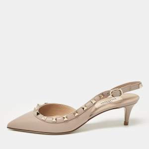 Valentino Beige Leather Rockstud Pumps Size 35