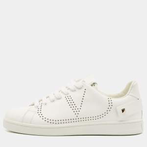 Valentino White Leather Rockstud Sneakers Size 39.5