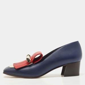 Pre Owned Valentino Tricolor Leather Uptown Fringe Pumps Size 36