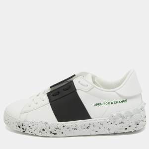 Valentino White/Black Leather Open Sneakers Size 36