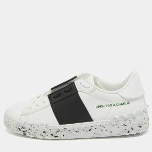 Pre Owned Valentino White/Black Leather Open Sneakers Size 36