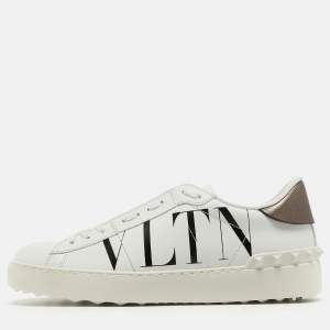 Pre Owned Valentino White Leather VLTN Low Top Sneakers Size 37.5