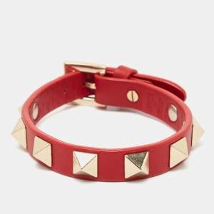 Valentino Rockstud Leather Gold Tone Bracelet