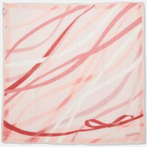 Valentino Pink Printed Cotton Blend Scarf 