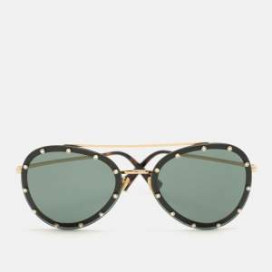 Valentino Gold/Green VA2013 Crystals Embellished Aviator Sunglasses