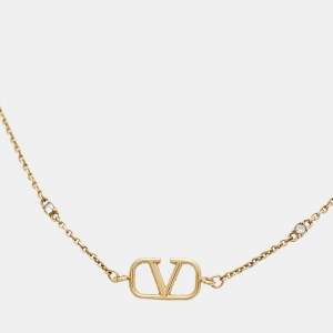 Valentino Vlogo Signature Crystal Gold Tone Necklace