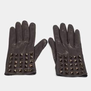 Valentino Black Leather Rockstud Gloves Size 8